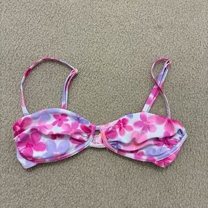 No Boundaries Pink and Purple Floral Bikini Top